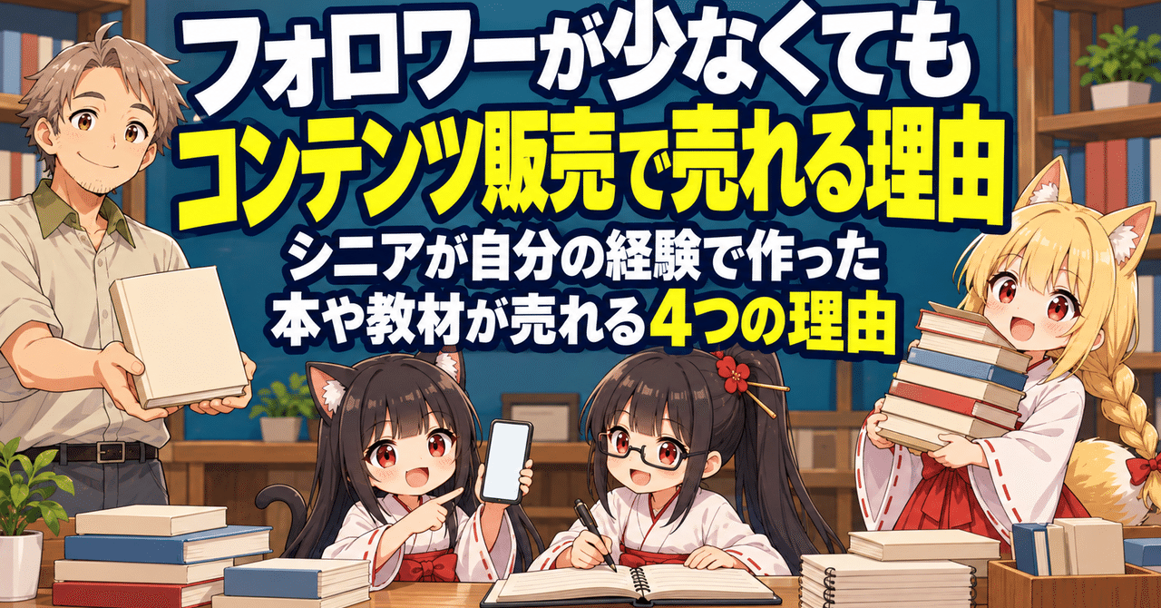 フォロワーが少なくてもコンテンツ販売で売れる理由｜シニアが自分の経験で作った本や教材が売れる4つの理由